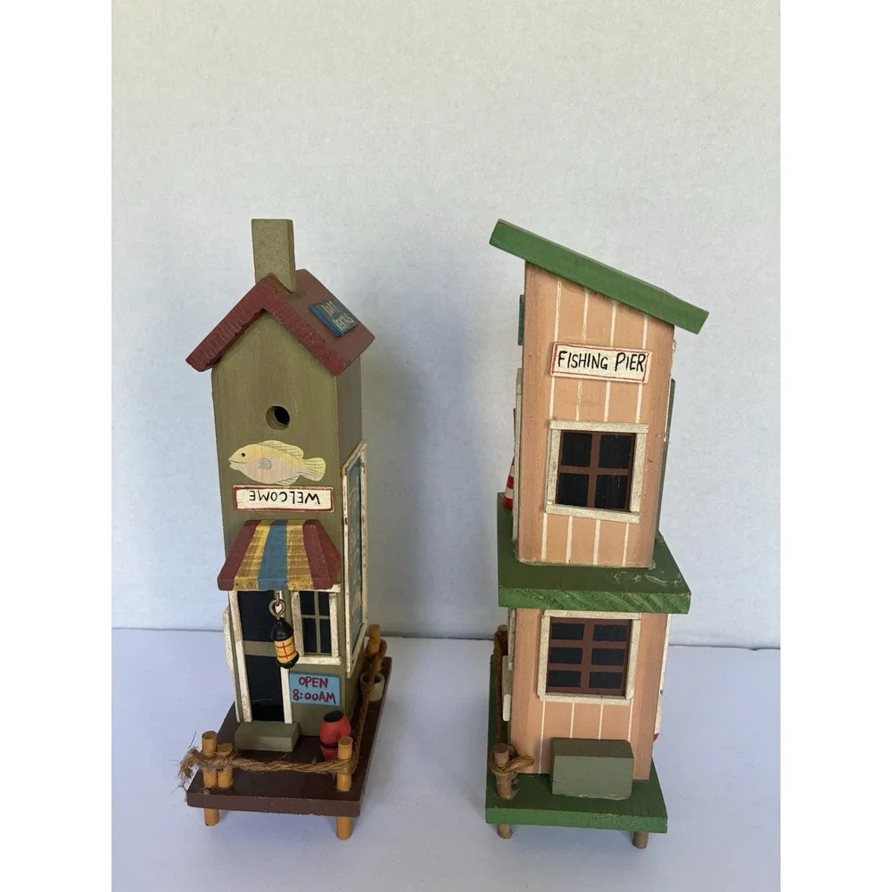 Wood Coastal Fishing Shack Beach Cottage Nautical Shelf Decor Boat Rentals